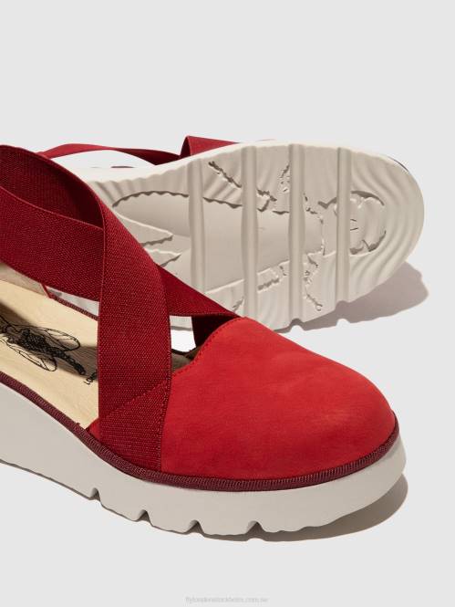 elastiska skor pacy415 kvinnor Fly London 2T02660 läppstift rött