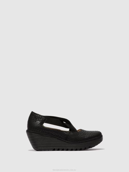 elastiska skor yoly402 kvinnor Fly London 2T02684 svart