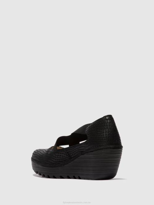elastiska skor yoly402 kvinnor Fly London 2T02684 svart