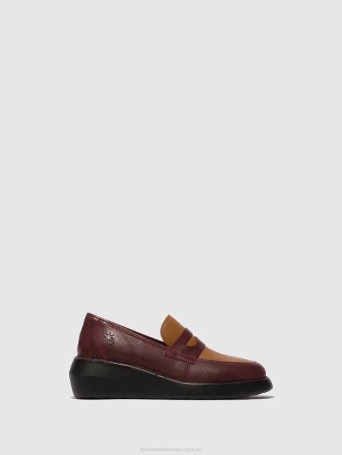 loafers skor blar513 kvinnor Fly London 2T02677 bordeaux/cuoio