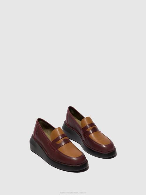 loafers skor blar513 kvinnor Fly London 2T02677 bordeaux/cuoio