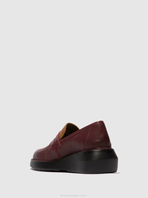 loafers skor blar513 kvinnor Fly London 2T02677 bordeaux/cuoio