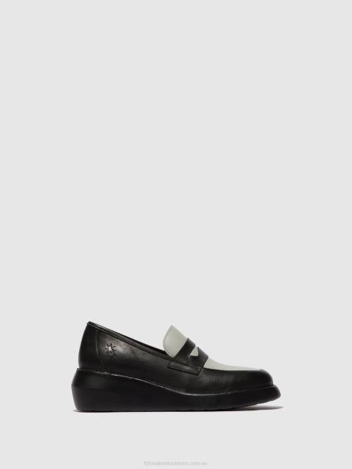 loafers skor blar513 kvinnor Fly London 2T02678 svart/grå