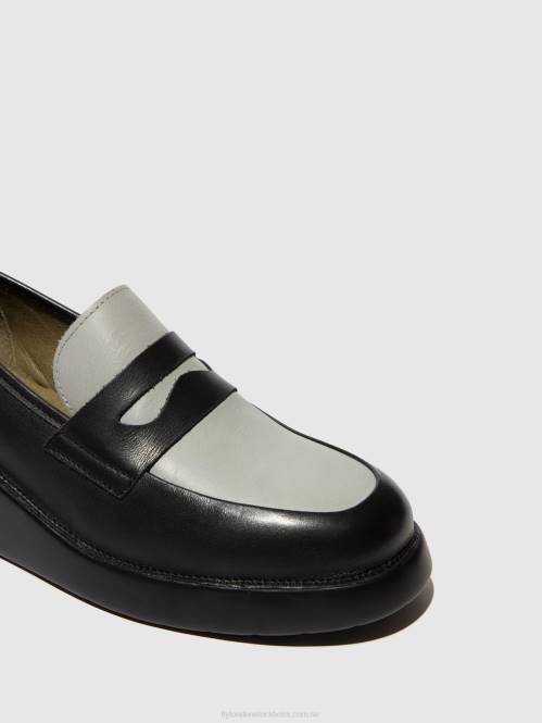 loafers skor blar513 kvinnor Fly London 2T02678 svart/grå