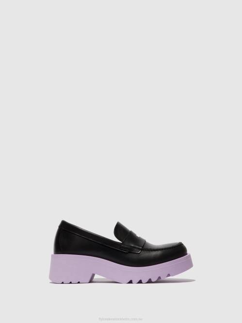 loafers skor vallgrav948 kvinnor Fly London 2T02651 svart (violett sula)