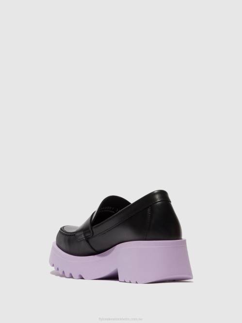 loafers skor vallgrav948 kvinnor Fly London 2T02651 svart (violett sula)
