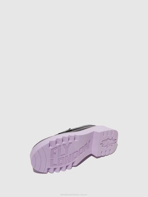 loafers skor vallgrav948 kvinnor Fly London 2T02651 svart (violett sula)
