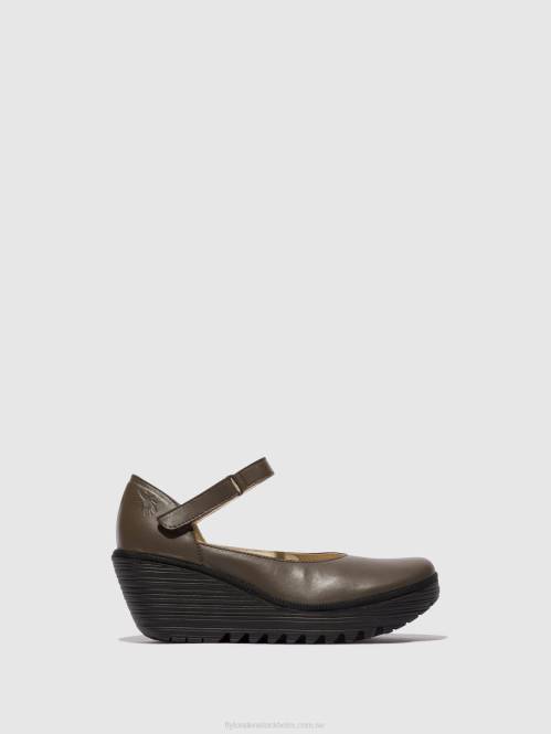 mary jane skor yawo345 kvinnor Fly London 2T02668 dk. taupe