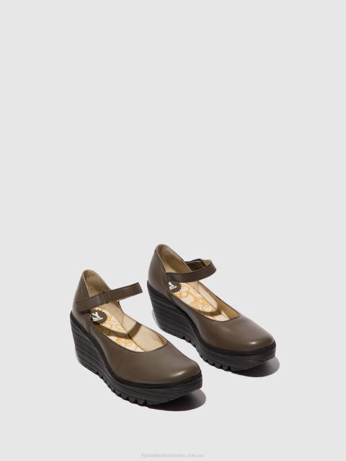 mary jane skor yawo345 kvinnor Fly London 2T02668 dk. taupe