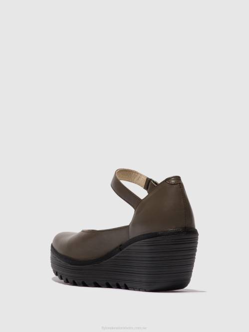 mary jane skor yawo345 kvinnor Fly London 2T02668 dk. taupe