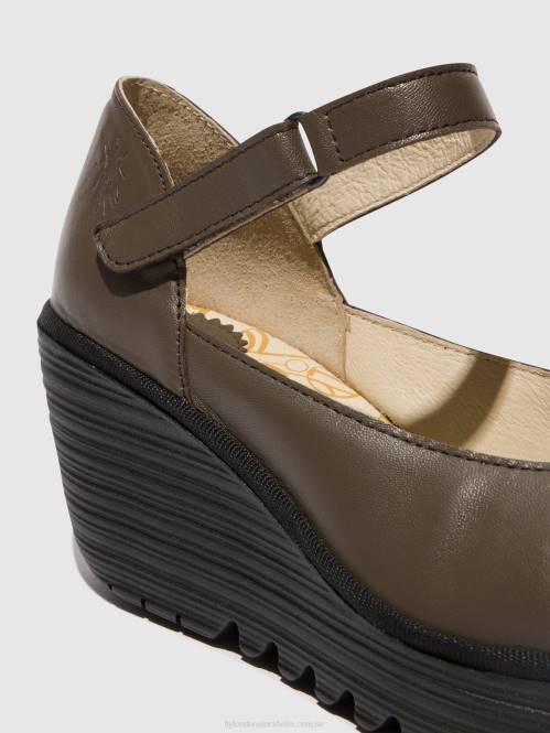 mary jane skor yawo345 kvinnor Fly London 2T02668 dk. taupe