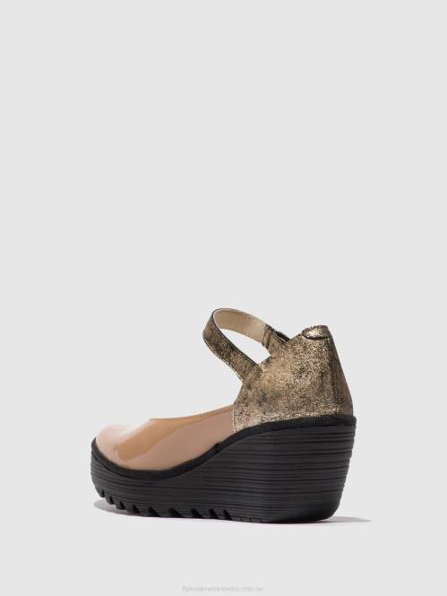 mary jane skor yawo345 kvinnor Fly London 2T02671 capuccino/champagne