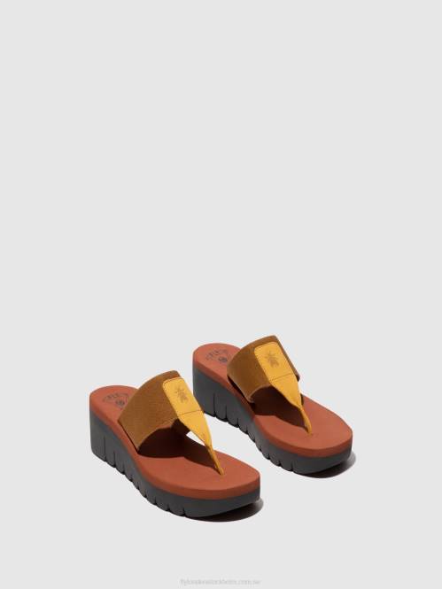 slip-on mulor yomu725 kvinnor Fly London 2T02359 humla/kamel (tegelsten)