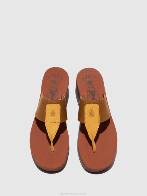 slip-on mulor yomu725 kvinnor Fly London 2T02359 humla/kamel (tegelsten)