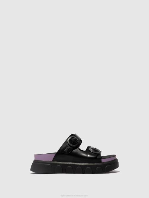 spänne mulor cide946 kvinnor Fly London 2T02376 svart (violett)