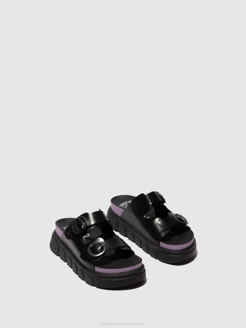 spänne mulor cide946 kvinnor Fly London 2T02376 svart (violett)