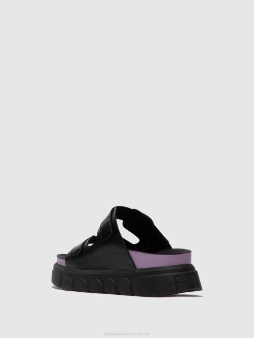 spänne mulor cide946 kvinnor Fly London 2T02376 svart (violett)