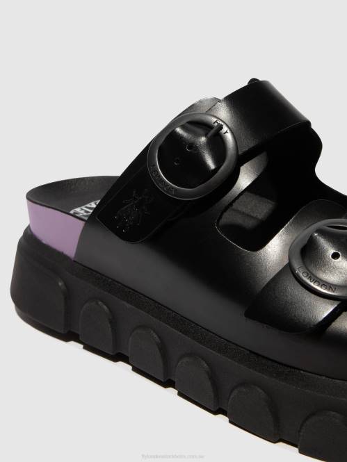 spänne mulor cide946 kvinnor Fly London 2T02376 svart (violett)