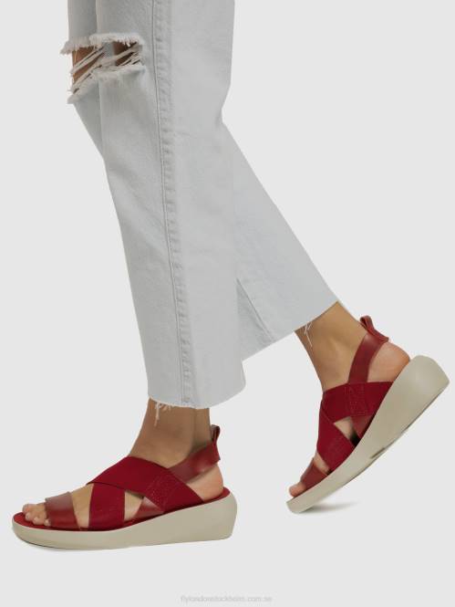 crossover sandaler baji848 kvinnor Fly London 2T02591 röd