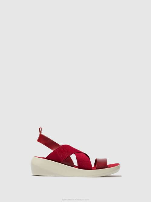 crossover sandaler baji848 kvinnor Fly London 2T02591 röd