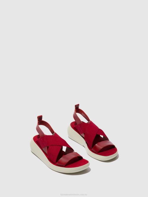 crossover sandaler baji848 kvinnor Fly London 2T02591 röd