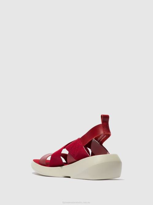 crossover sandaler baji848 kvinnor Fly London 2T02591 röd