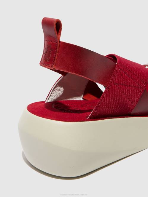 crossover sandaler baji848 kvinnor Fly London 2T02591 röd