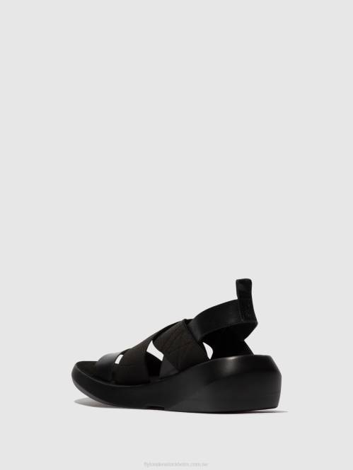 crossover sandaler baji848 kvinnor Fly London 2T02593 svart
