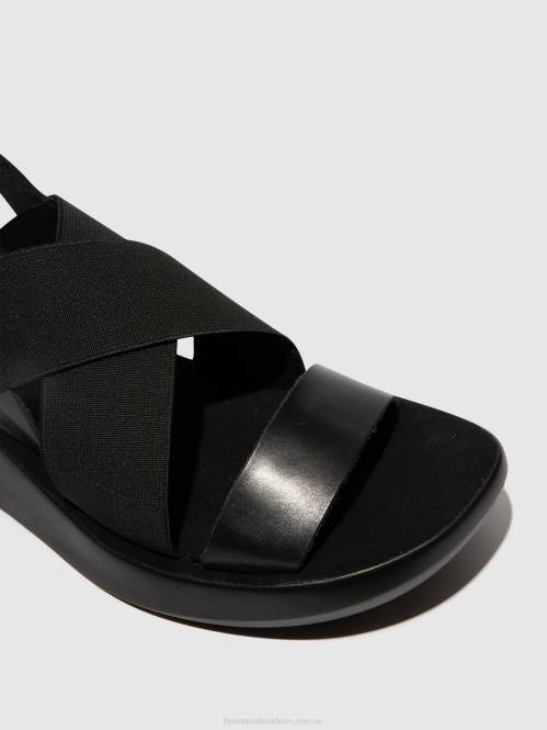 crossover sandaler baji848 kvinnor Fly London 2T02593 svart