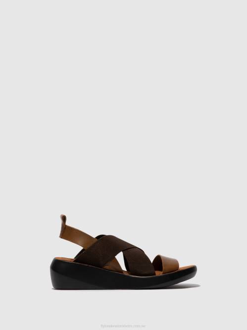 crossover sandaler baji848 kvinnor Fly London 2T02594 kamel