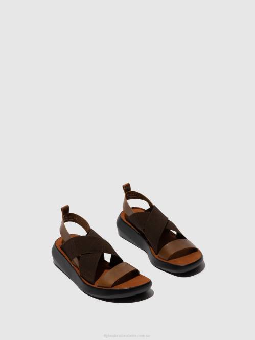 crossover sandaler baji848 kvinnor Fly London 2T02594 kamel