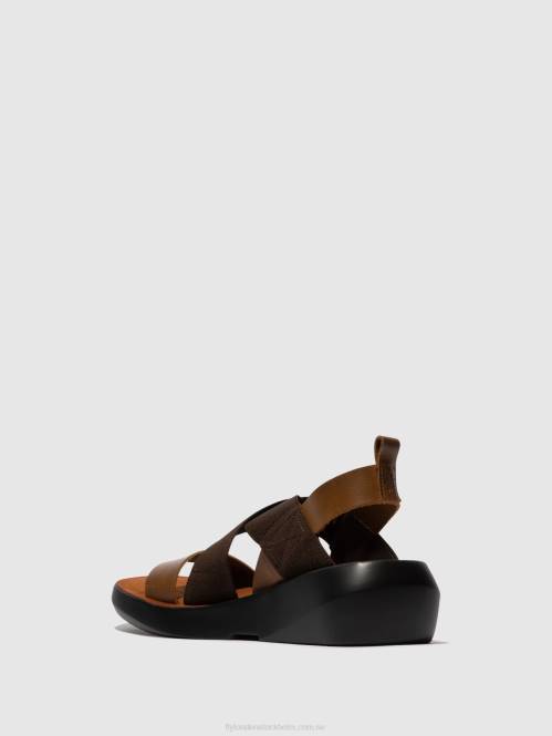 crossover sandaler baji848 kvinnor Fly London 2T02594 kamel