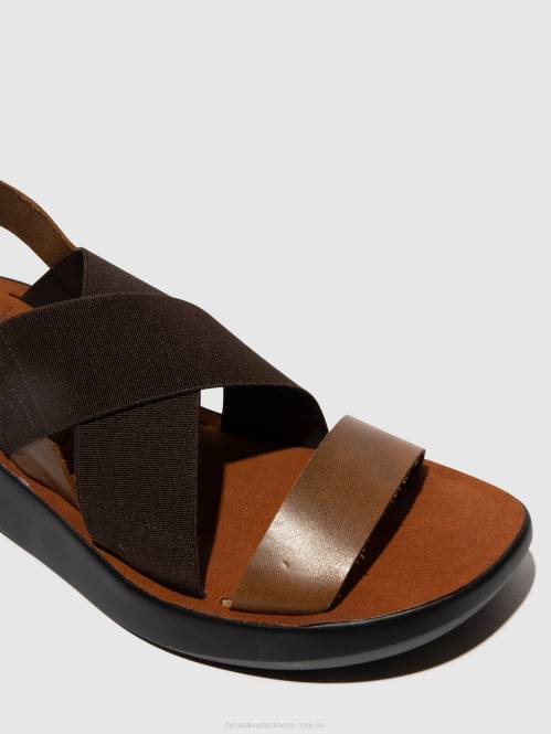 crossover sandaler baji848 kvinnor Fly London 2T02594 kamel