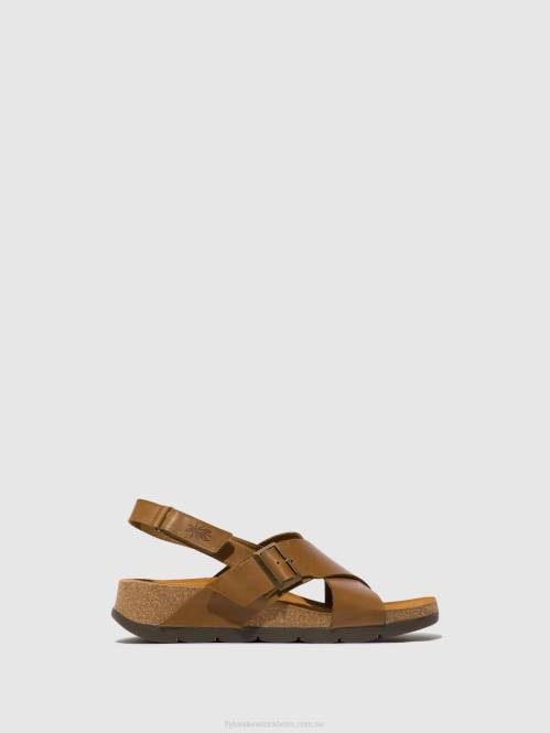 crossover sandaler chlo852 kvinnor Fly London 2T02488 kamel