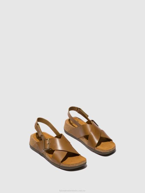 crossover sandaler chlo852 kvinnor Fly London 2T02488 kamel