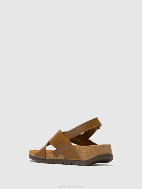 crossover sandaler chlo852 kvinnor Fly London 2T02488 kamel