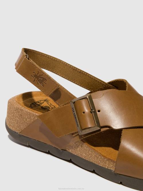 crossover sandaler chlo852 kvinnor Fly London 2T02488 kamel