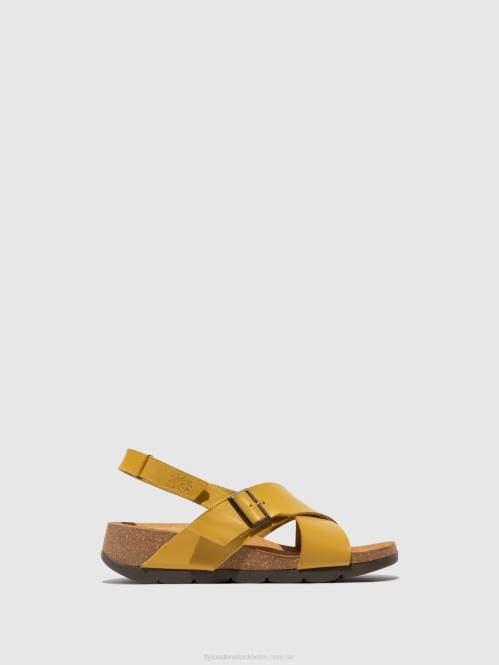 crossover sandaler chlo852 kvinnor Fly London 2T02489 senap