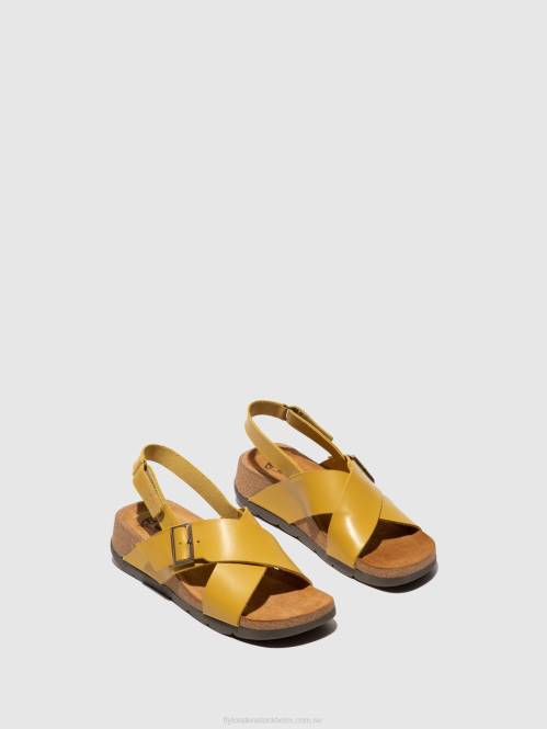 crossover sandaler chlo852 kvinnor Fly London 2T02489 senap