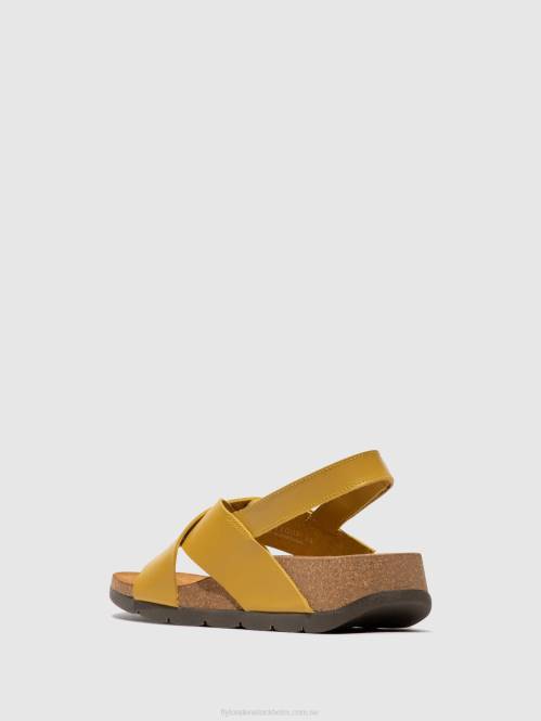 crossover sandaler chlo852 kvinnor Fly London 2T02489 senap