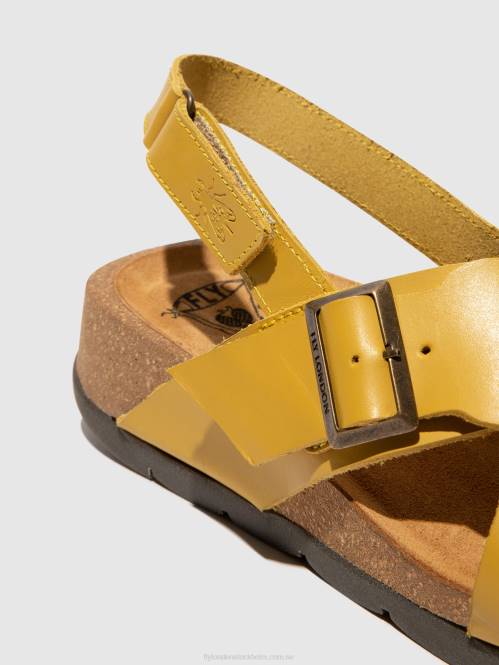 crossover sandaler chlo852 kvinnor Fly London 2T02489 senap
