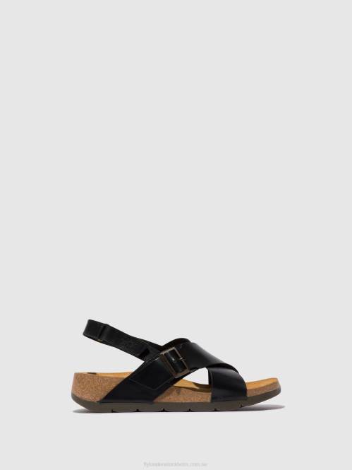 crossover sandaler chlo852 kvinnor Fly London 2T02588 svart