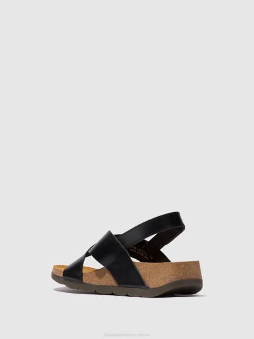 crossover sandaler chlo852 kvinnor Fly London 2T02588 svart