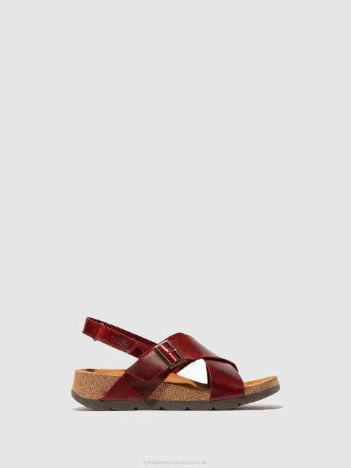 crossover sandaler chlo852 kvinnor Fly London 2T02589 röd