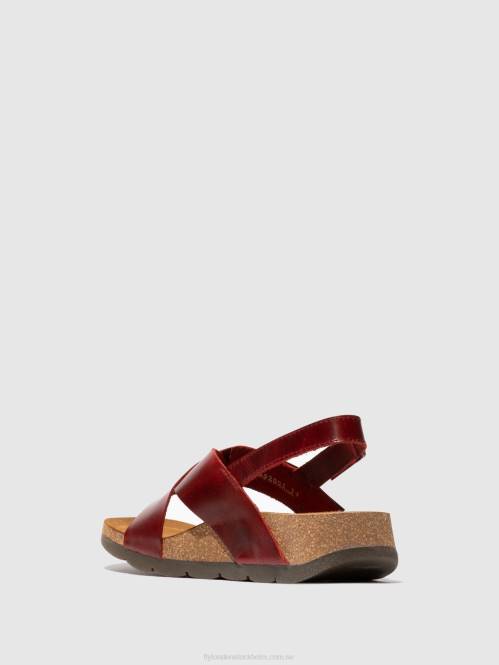 crossover sandaler chlo852 kvinnor Fly London 2T02589 röd