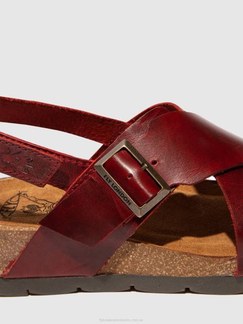 crossover sandaler chlo852 kvinnor Fly London 2T02589 röd