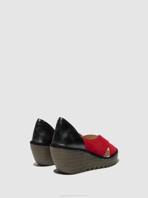 crossover sandaler yoma307 kvinnor Fly London 2T02483 läppstift rött/grafit