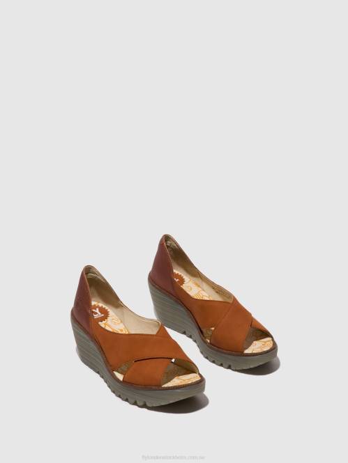 crossover sandaler yoma307 kvinnor Fly London 2T02484 brun/koppar