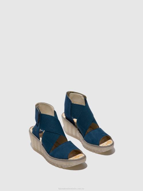 crossover sandaler yuba385 kvinnor Fly London 2T02485 blå