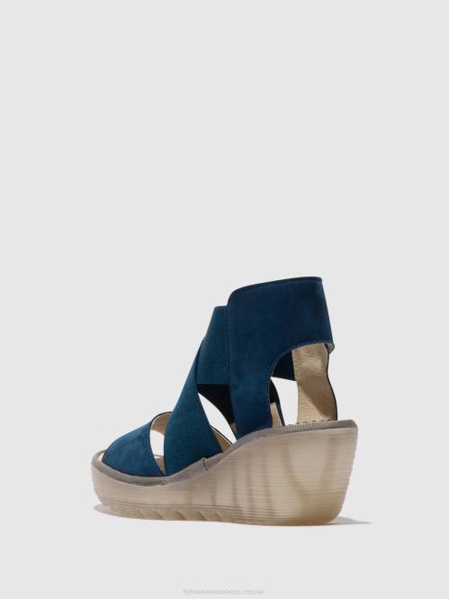 crossover sandaler yuba385 kvinnor Fly London 2T02485 blå